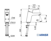 MEDIDAS MONOMANDO LAVABO TWIST ECO HANSA